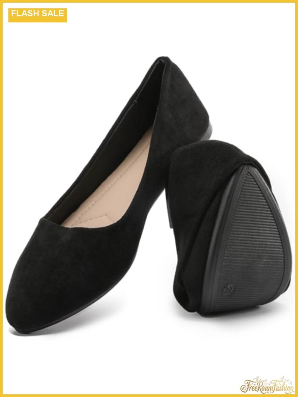 Suede Pointed Toe Ballet Flats Dressy Slip-On Work Shoes for Women